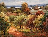 Country Canvas Paintings - Sun Dappled Country Road